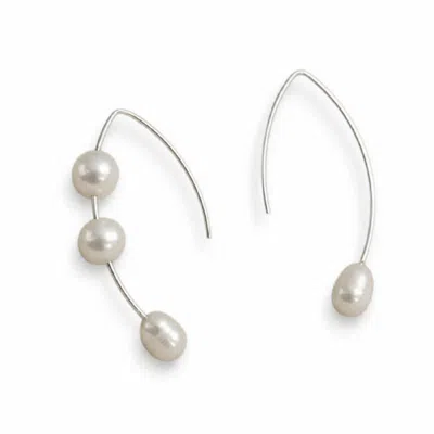 Silver Moon Women's Silver / White Multi Pearl Arc Sterling Silver Earrings