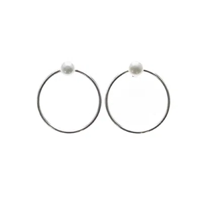 Silver Moon Women's Silver / White Orbit Sterling Silver Pearl Earrings In Multi
