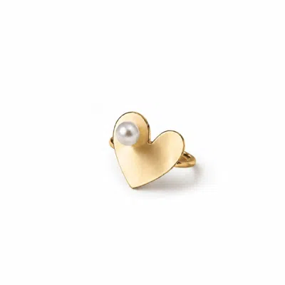 Silver Moon Women's Silver / White Pearl Ray Gold-plated Sterling Silver Ring