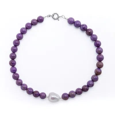 Silver Moon Women's Silver / White / Purple Sterling Silver Necklace Violet Echo With Purple Gemstones, Natural 