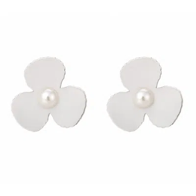 Silver Moon Women's Silver / White Sterling Silver Pearl Earrings – Trillium In Silver/white