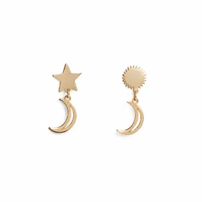 Silver Moon Women's Solar Moon Gold-plated Sterling Silver Earrings