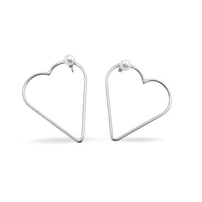 Silver Moon Women's Sterling Silver Earrings – Heart In Light In Metallic