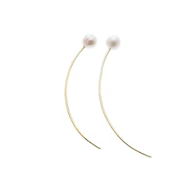 Silver Moon Women's White / Gold Lunar Sterling Silver Pearl Earrings In Multi