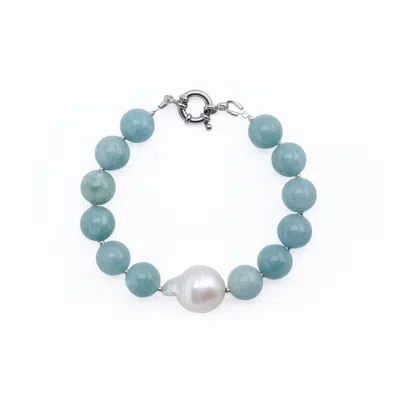 Silver Moon Women's White / Silver / Blue Sterling Silver Bracelet Blue Whisper With Light Blue Gemstones And Ba In Multi