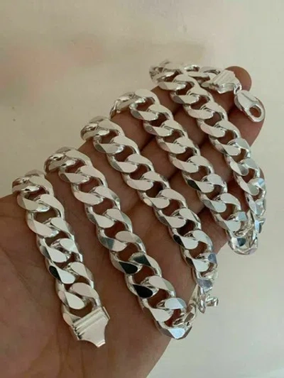 Pre-owned Silver Real 925 Sterling  Miami Cuban Link 14mm Heavy Chain 150-220g 20-30" Men's