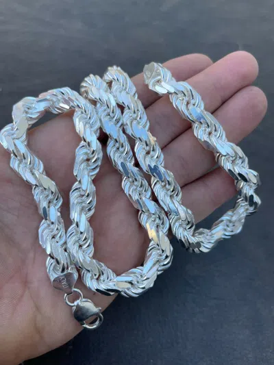 Pre-owned Silver Real Solid 925 Sterling  11mm Thick Men's Rope Chain Necklace Heavy Kilo