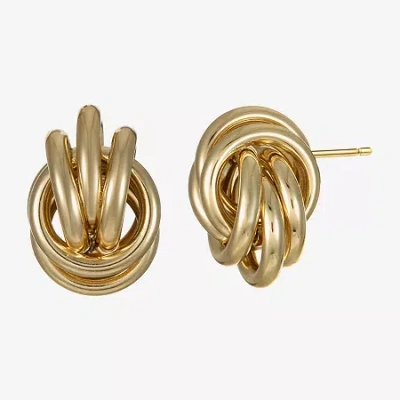 Silver Reflections 14k Gold Over Brass 25mm Knot Stud Earrings In Transparent