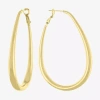 Silver Reflections 14k Gold Over Brass Hoop Earrings In Gold