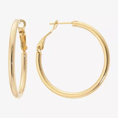 Silver Reflections 14k Gold Over Brass Hoop Earrings In Transparent