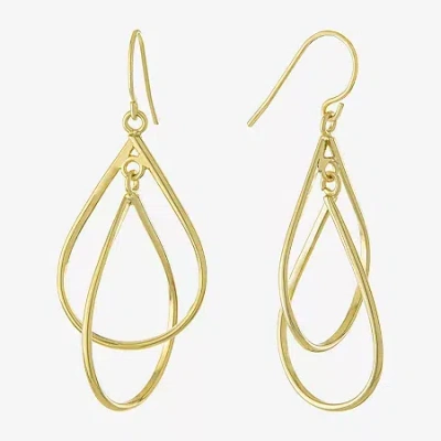 Silver Reflections 14k Gold Over Brass Pear Drop Earrings In Transparent