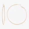 Silver Reflections 14k Rose Gold Over Brass Hoop Earrings In Gold