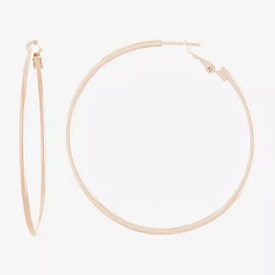 Silver Reflections 14k Rose Gold Over Brass Hoop Earrings In Transparent