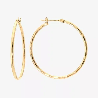 Silver Reflections 24k Gold Over Brass 40mm Diamond Cut Hoop Earrings