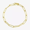 Silver Reflections 24k Gold Over Brass 7.5 Inch Paperclip Chain Bracelet In Gold