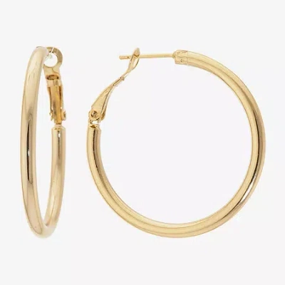 Silver Reflections 24k Gold Over Brass Hoop Earrings In Transparent