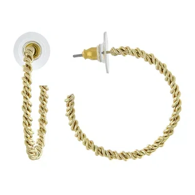 Silver Reflections 24k Gold Over Brass Hoop Earrings In Transparent