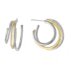 Silver Reflections 24k Gold Over Brass Hoop Earrings In Multi