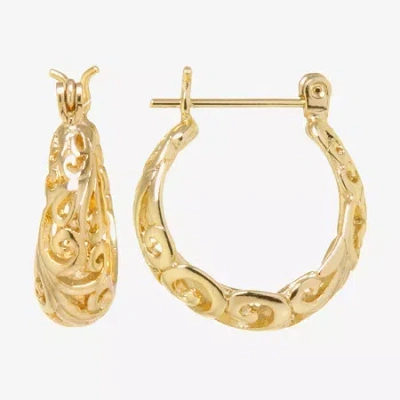 Silver Reflections 24kt Gold Over Brass 20mm Filigree Hoop Earrings