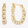 Silver Reflections Beaded Womens 24k Gold Over Brass 19.3mm Hoop Earrings In Transparent