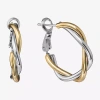 Silver Reflections Braided Womens 24k Gold Over Brass 24.3mm Hoop Earrings In Multi
