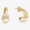 Silver Reflections C Drop Womens Crystal 24k Gold Over Brass 14.7mm Hoop Earrings In Transparent