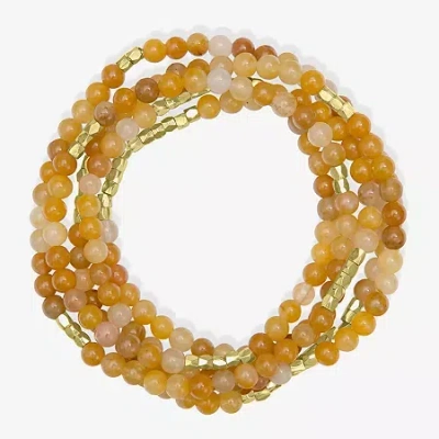 Silver Reflections Convertible Genuine Stone Beaded Necklace Womens Black 14k Gold Over Brass Wrap Bracelet