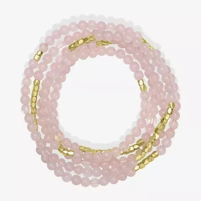 Silver Reflections Convertible Genuine Stone Beaded Necklace Womens Black 14k Gold Over Brass Wrap Bracelet In Pink