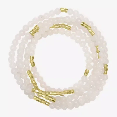 Silver Reflections Convertible Genuine Stone Beaded Necklace Womens Black 14k Gold Over Brass Wrap Bracelet In White