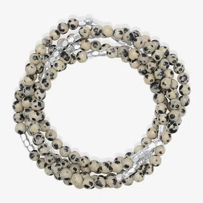 Silver Reflections Convertible Genuine Stone Beaded Necklace Womens Black Pure Silver Over Brass Wrap Bracelet