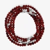 Silver Reflections Convertible Genuine Stone Beaded Necklace Womens Black Pure Silver Over Brass Wrap Bracelet In Burgundy