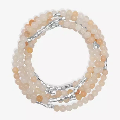 Silver Reflections Convertible Genuine Stone Beaded Necklace Womens Black Pure Silver Over Brass Wrap Bracelet