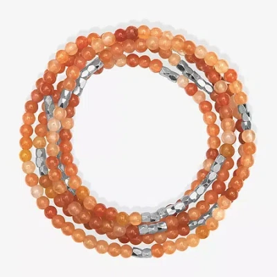 Silver Reflections Convertible Genuine Stone Beaded Necklace Womens Black Pure Silver Over Brass Wrap Bracelet