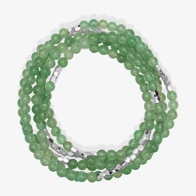Silver Reflections Convertible Genuine Stone Beaded Necklace Womens Black Pure Silver Over Brass Wrap Bracelet In Green