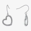 Silver Reflections Crystal Pure Silver Over Brass Heart Drop Earrings In Transparent