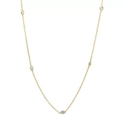 Silver Reflections Cubic Zirconia 24k Gold Over Brass 18 Inch Cable Round Chain Necklace In Transparent