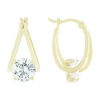 Silver Reflections Cubic Zirconia 24k Gold Over Brass Hoop Earrings In Transparent