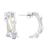 Silver Reflections Cubic Zirconia Pure Silver Over Brass Hoop Earrings In Transparent