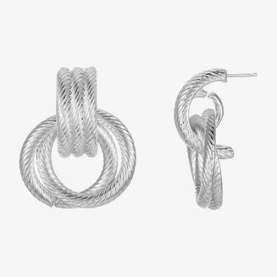 Silver Reflections Door Knocker Womens Pure Silver Over Brass Drop Earrings In Transparent