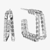Silver Reflections Double Womens 20.1mm Square Hoop Earrings In Transparent