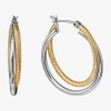 Silver Reflections Double Womens 24k Gold Over Brass 30.4mm Hoop Earrings In Transparent