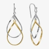 Silver Reflections Double Womens 24k Gold Over Brass Pure Silver Over Brass Drop Earrings In Transparent