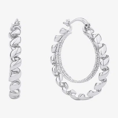 Silver Reflections Double Womens 38mm Hoop Earrings In Transparent
