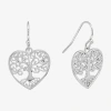 Silver Reflections Filigree Tree Womens Pure Silver Over Brass Heart Drop Earrings In Metallic