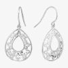 Silver Reflections Filigree Womens Pure Silver Over Brass Drop Earrings In Transparent