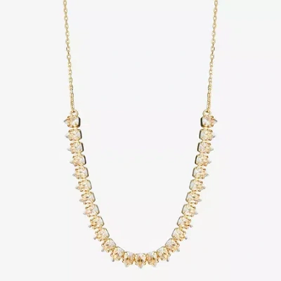 Silver Reflections Frontal Womens Cubic Zirconia 14k Gold Over Brass 16 Inch Tennis Necklace In Transparent