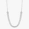 Silver Reflections Frontal Womens Cubic Zirconia Pure Silver Over Brass 16 Inch Tennis Necklace In Transparent