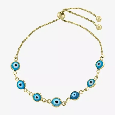 Silver Reflections Guardian Eye 10 Inch Link Evil Eye Round Bolo Bracelet In Transparent