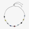 Silver Reflections Guardian Eye Womens Multi Color Evil Eye Round Bolo Bracelet In Metallic