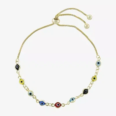 Silver Reflections Guardian Eye Womens Multi Color Evil Eye Round Bolo Bracelet In Transparent